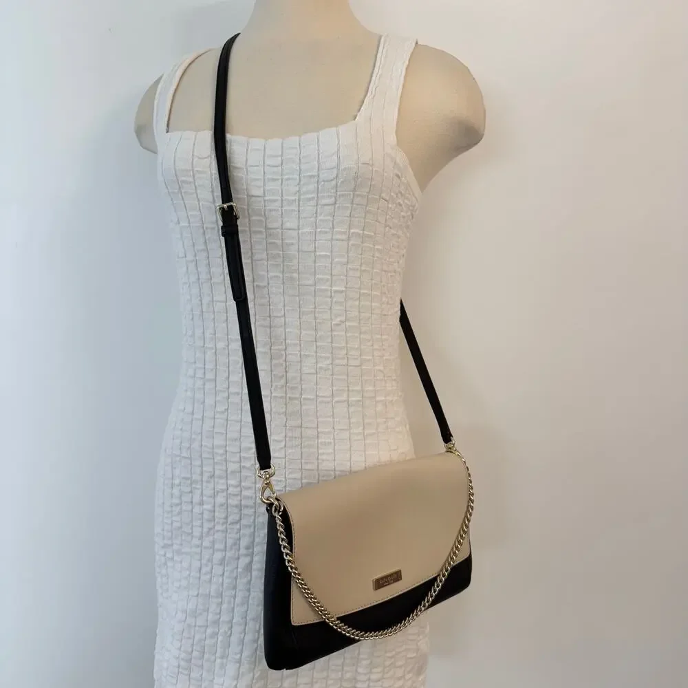 Kate Spade Saffiano Leather Laurel Way Greer Crossbody Bag Ivory/Black